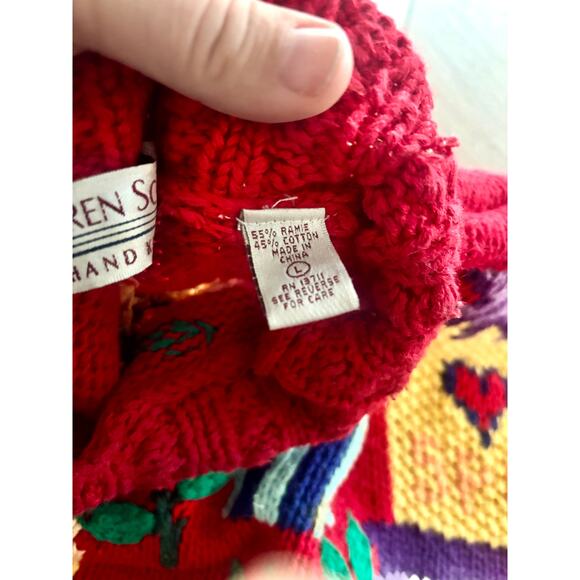 Vintage Karen Scott hand knits sweater- baking theme - size Large - Picture 4 of 5